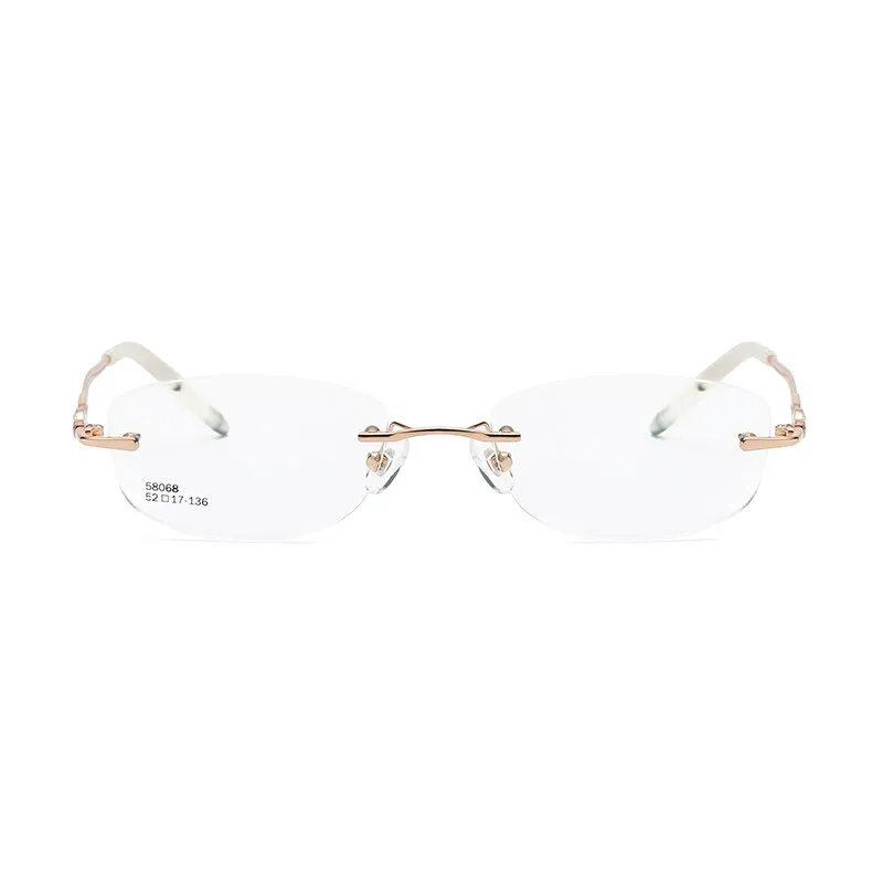 Zirosat 58068 Women's Eyeglasses Alloy Rimless Diamond Cutting