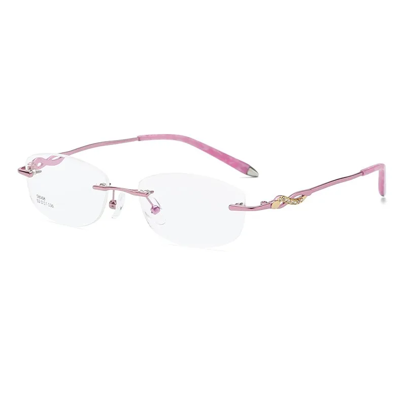 Zirosat 58068 Women's Eyeglasses Alloy Rimless Diamond Cutting