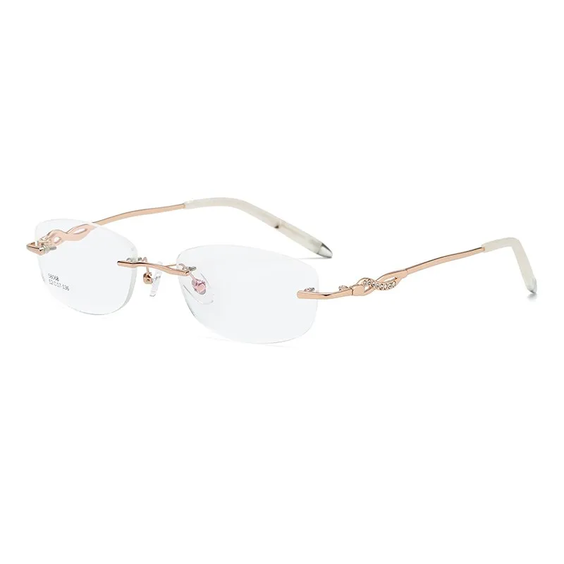 Zirosat 58068 Women's Eyeglasses Alloy Rimless Diamond Cutting