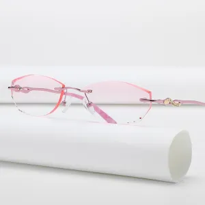 Zirosat 58068 Women's Eyeglasses Alloy Rimless Diamond Cutting