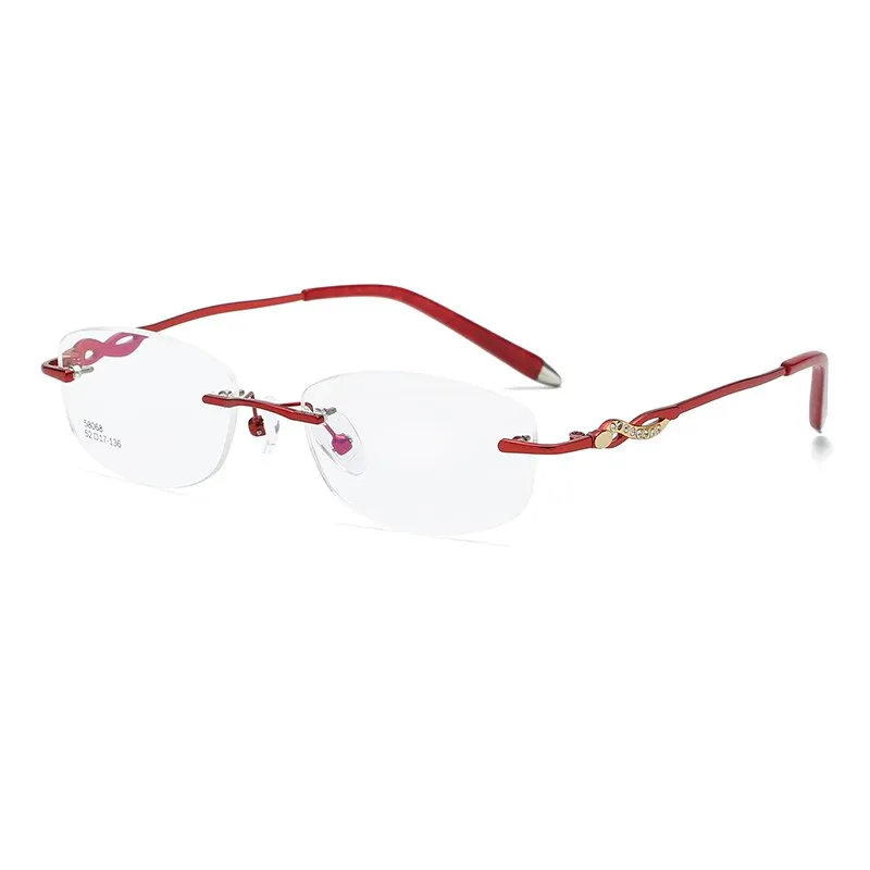 Zirosat 58068 Women's Eyeglasses Alloy Rimless Diamond Cutting