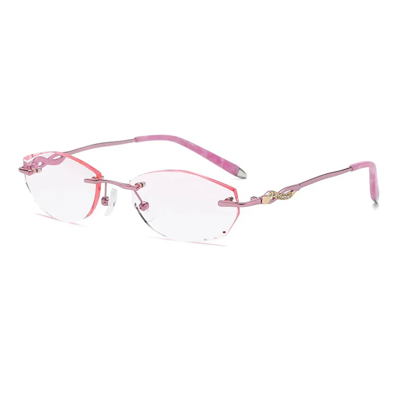 Zirosat 58068 Women's Eyeglasses Alloy Rimless Diamond Cutting