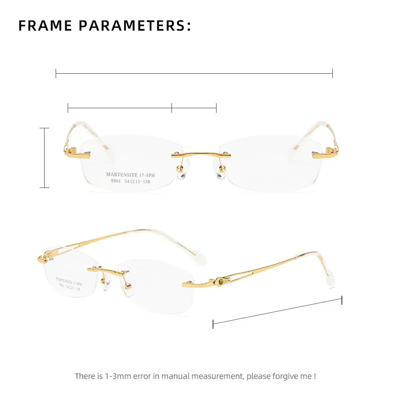 Zirosat 5901 Women's Eyeglasses Tint Lenses Diamond Cutting Rimless Titanium