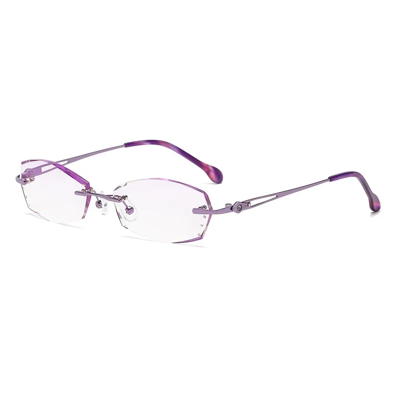 Zirosat 5901 Women's Eyeglasses Tint Lenses Diamond Cutting Rimless Titanium