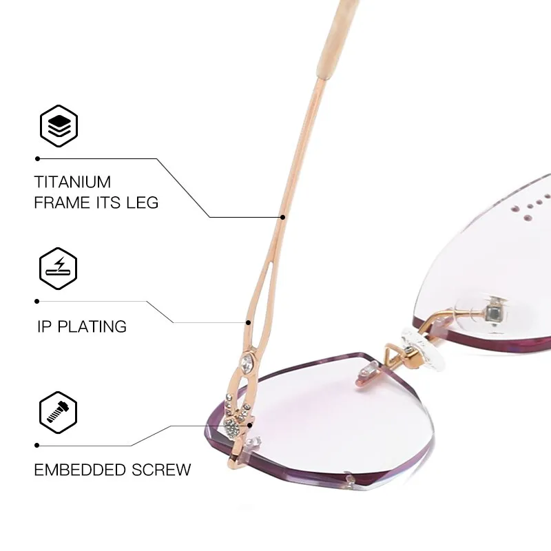 Zirosat 9112 Women's Eyeglasses Pure Titanium Rimless