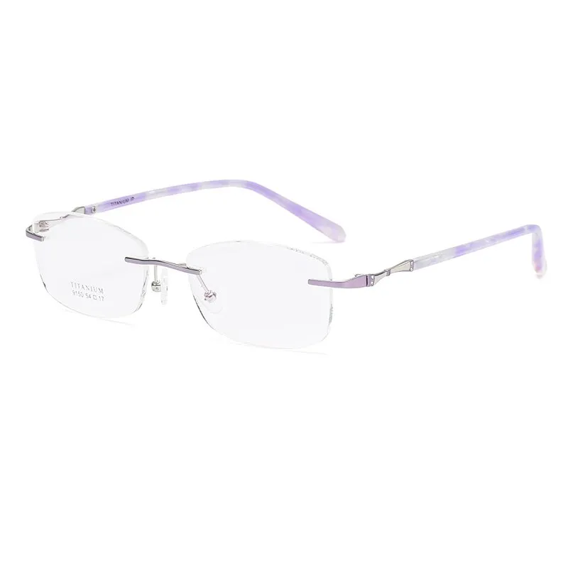 Zirosat 9150 Women's Eyeglasses Titanium Rimless Eyewear Diamond Trimmed