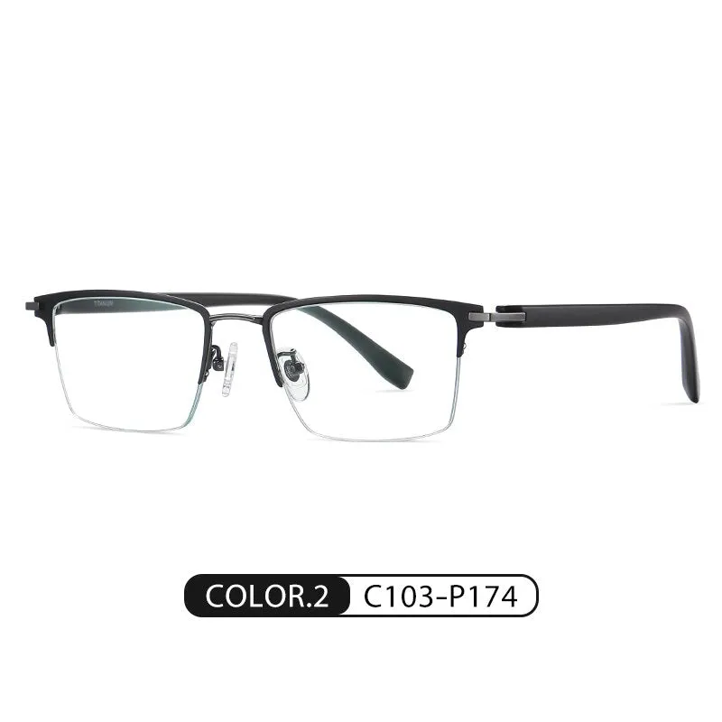 Zirosat Men's Semi Rim Square Tr 90 Titanium Eyeglasses St6213