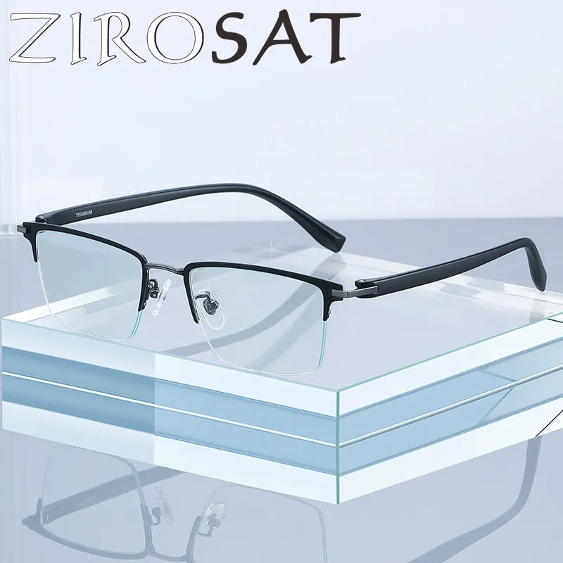 Zirosat Men's Semi Rim Square Tr 90 Titanium Eyeglasses St6213