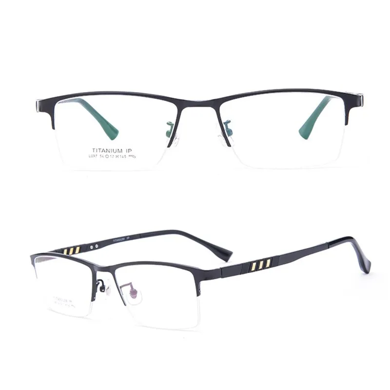 Zirosat Unisex Semi Rim Square Titanium Eyeglasses 097