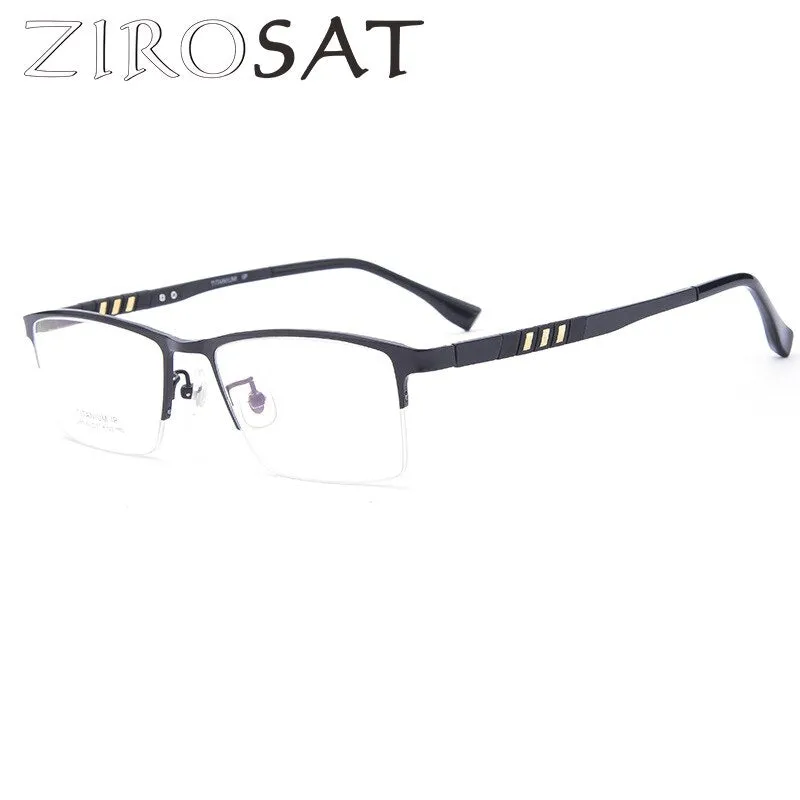 Zirosat Unisex Semi Rim Square Titanium Eyeglasses 097