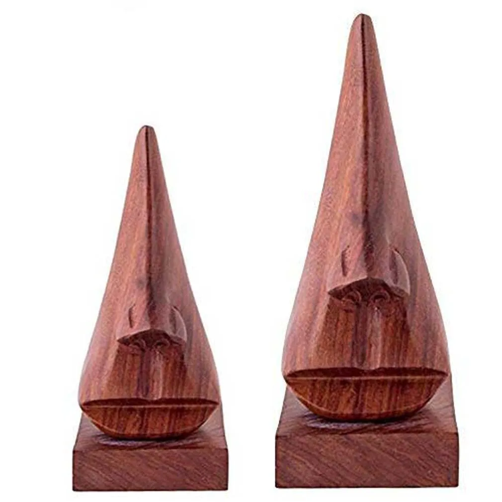 Zyntix Nose Shaped Set of 2 Small & Big Spectacle Holder for Office Desk Spectacle Holder for Home Showpiece Wooden Unique Gifts for Men Wooden Googles Holder Decoration Stand